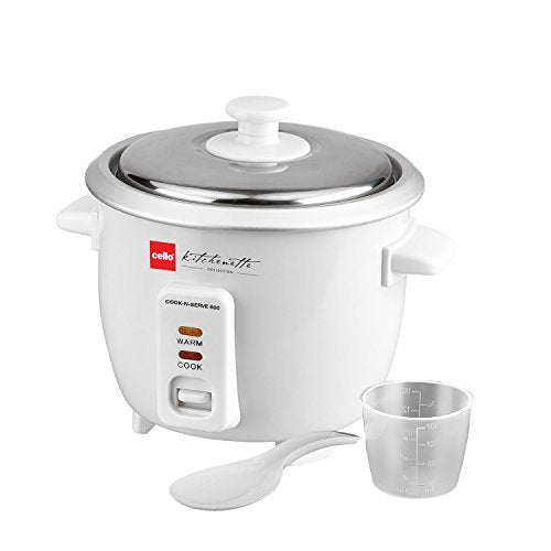 Cello Cook -N-Serve CNS-500 540-Watt Rice Cooker (Black and White)