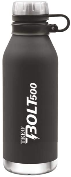 TREO Milton Bolt Stainless Steel Bottle, 500ml, Black