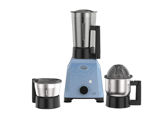 ULTRA TOPP 750W 3 JAR MIXER GRINDER with INTERCHANGEABLE FLAT and DOME LIDS ( Baby Blue )