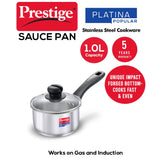 Prestige SS Platina Popular Cookware Sauce Pan, 140 mm