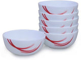 Larah by Borosil Pack of 19 Opalware Moon - Red Stella Dinner Set  (Microwave Safe)