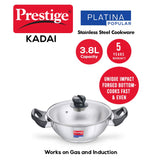 Prestige SS Platina Popular Kadai, 260 mm, Stainless Steel, Silver