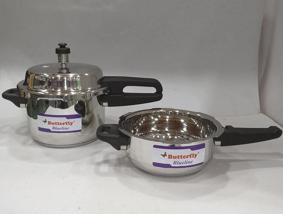 Butterfly Stainless Steel Pressure Cooker (Silver, 3 L) - Pack of 2