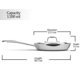 Treo by Milton Triply Stainless Steel Fry Pan with Lid, 20 cm / 1200 ml