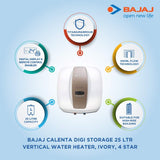 Bajaj Calenta Digi Storage 25 LTR Vertical Water Heater, Ivory, 4 Star