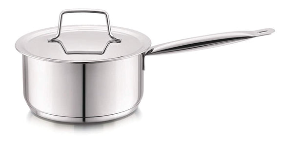 Cello Stainless Steel Sauce Pan with Lid, Impact Bonded Tri Ply Bottom (16 cm - 1.6 L)