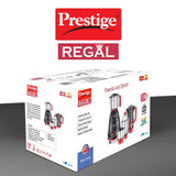 Prestige Regal Mixer Grinder, 750W, 3 Stainless Steel Jar + 1 Juicer Jar, Multi-Color, Medium