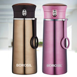 Borosil Stainless Steel Hydra Travelease - Vacuum Insulated Flask Water Bottle, 360 ML, Brown