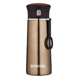 Borosil - Stainless Steel Hydra Travelease - Vacuum Insulated Flask Water Bottle, 420 ML, Brown