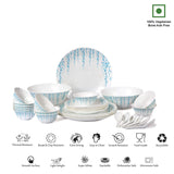 Cello Imperial Sky Fall Opalware Dinner Set, 32 Pieces, White