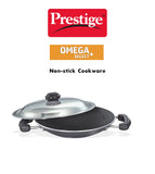 Prestige Omega Select Plus Residue Free Non-Stick Deep Appachetty with Lid, 20cm,Black and stainless steel