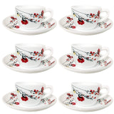 Larah by BOROSIL Opalware Cup And Saucer - 12 Pieces
