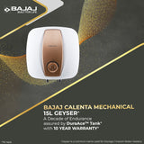 Bajaj Calenta Mechanical 15 Litre 5 Star Rated Vertical Storage Water Heater White/Brown