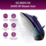 Philips Perfect Care Power Life Steam Iron GC3925/34, 2400W, up to 45 g/min steam Output, OptiTemp Technology, Steam Glide Plus Soleplate, Drip-Stop and Safety Shut-Off with No-Burns Guaranteed