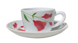 Larah by Borosil Opalware Glass Cup and Saucer Set, 12 Pcs Set (Diana)