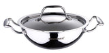 Bergner Argent Triply Stainless Steel Kadhai with Stainless Steel Lid, 36 cm, 6.1 Liters, Induction Base, Sliver