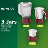 Philips Viva HL7715 700-Watt Juicer Mixer Grinder with 3 Jars.