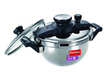 Prestige Clip On Stainless Steel Kadai Pressure Cooker with Glass Lid Accessory, 2-Pieces, Metallic, 3.5 L