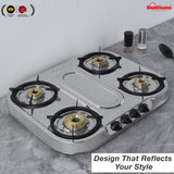 SUNFLAME ENTERPRISES PVT LTD Spectra Plus Stainless Steel 4 Burner Gas Stove, Manual Ignition (Silver)