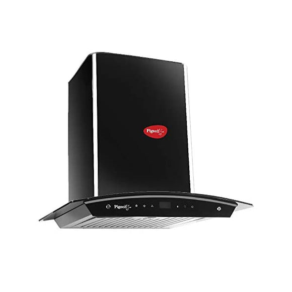Pigeon by stovektraft Black Pearl Advanced 60 cm with Airflow 1500 m3h Baffle Filter Auto Clean Chimney (Feather Touch Controls, Black), Large