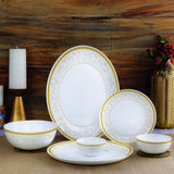 Cello Royal Amber Gold Opalware Dinner Set, 33 Pieces