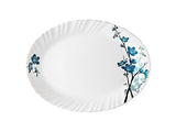 Larah by BOROSIL Opalware Glass Dinner Set - 33 Pieces, (White and Blue)