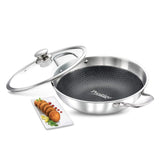 Prestige Tri-Ply Honey Comb Stainless Steel Kadai with Lid, 260ml, Silver
