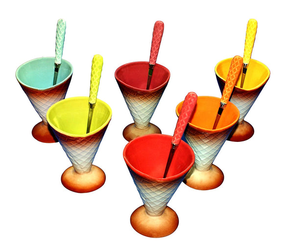 WG-210-12 Porcelain Ice-Cream Cup & Spoon Set