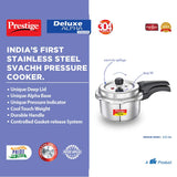 Prestige Svachh Deluxe Alpha 2.0 Litre Stainless Steel Pressure Cookers, Silver