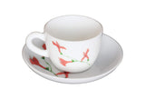 LaOpala Opalware Glass Cup and Saucer Set, 12 Pcs Set (Divine Petals)