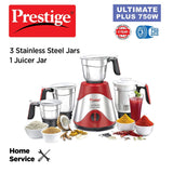 prestige ultimate plus 750 watt mixer grinder with 3 stainless steel jars & juicer jar