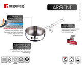 Bergner Argent Triply Stainless Steel Tadka Pan, 12 cm, Silver
