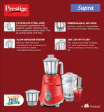 Prestige Supra 750 watt Mixer Grinder, Red, Small