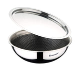Bergner Hitech Prism Non-Stick Stainless Steel Tasra with Stainless Steel Lid, 20 cm, 1.5 litres, Induction Base, Silver