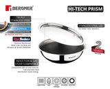 Bergner Hitech Prism Non-Stick Stainless Steel Tasra with Stainless Steel Lid, 20 cm, 1.5 litres, Induction Base, Silver