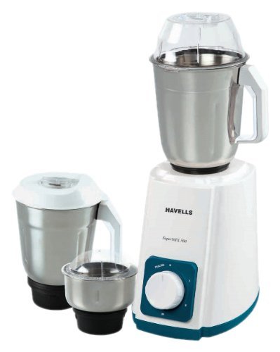 Havells Supermix 500-Watt Juicer Mixer Grinder (White and Turquoise)