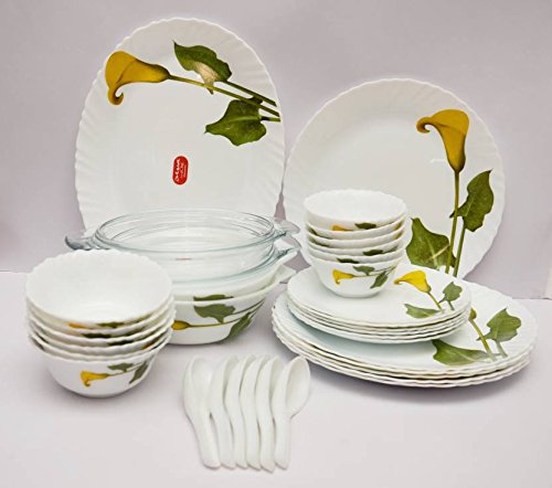 Diva By LaOpala 19-Pieces Opalware Dinner Set, Amber Lily