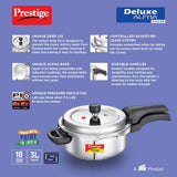Prestige Svachh Deluxe Alpha Mini Pressure Handi, with deep lid for Spillage Control, 3 L