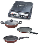Prestige Induction Cooktop Pic 20.0 With Omega Deluxe Byk Set 3 Pc Set,Black