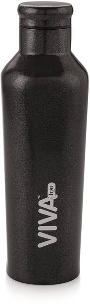Viva H2O Double Wall Vacuum Insulated Travel SS Water Bottle (Black), 500 ML