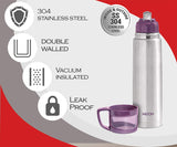 Milton Glassy Thermosteel 1000ml Vaccum Flasks - Purple