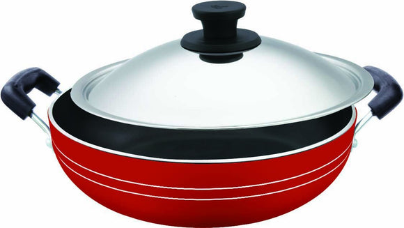 Pigeon by Stovekraft Induction Base Non-Stick Kadai-200 IB with Lid/Dia 200mm