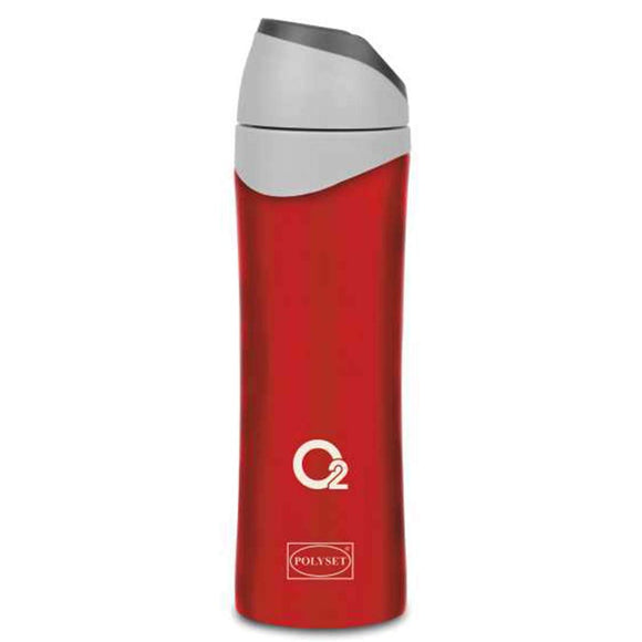 Polyset O2 Stainless Steel Flask, 450ml (Red)