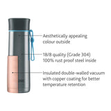 Borosil Stainless Steel Hydra Sprint - Vacuum Insulated Flask Water Bottle, 400ML, Silver