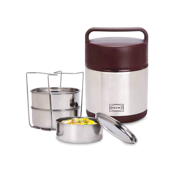 Polyset Matrix Stainless Steel Tiffin Box Set (3 Containers)