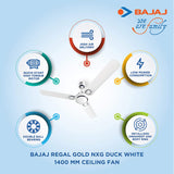 Bajaj Regal Gold NXG Duck White 1400 mm Ceiling Fan