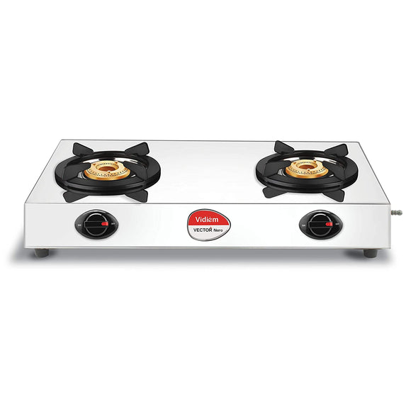 Vidiem GS S2 199 A VECTOR NERO 2 Burner Gas Stove, Stainless Steel, Silver, Manual