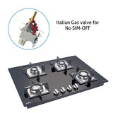 4 Burner Glass Hob Top with Double Ring Forged Brass Burner Auto Ignition (1074 SQ HT DB)