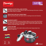 Prestige Svachh, 20240, 3 L, Hard Anodised Pressure Cooker, with deep lid for Spillage Control