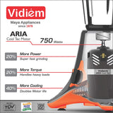 Vidiem MG 541 A 750W Mixer Grinder, Grey with Orange